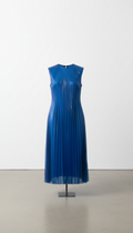 Glass Blue Pleated Shift Dress