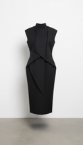 Charcoal Black Sculpted Midi Dress