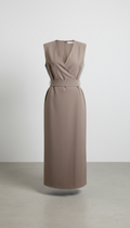 Stone Taupe Panel Wrap Dress