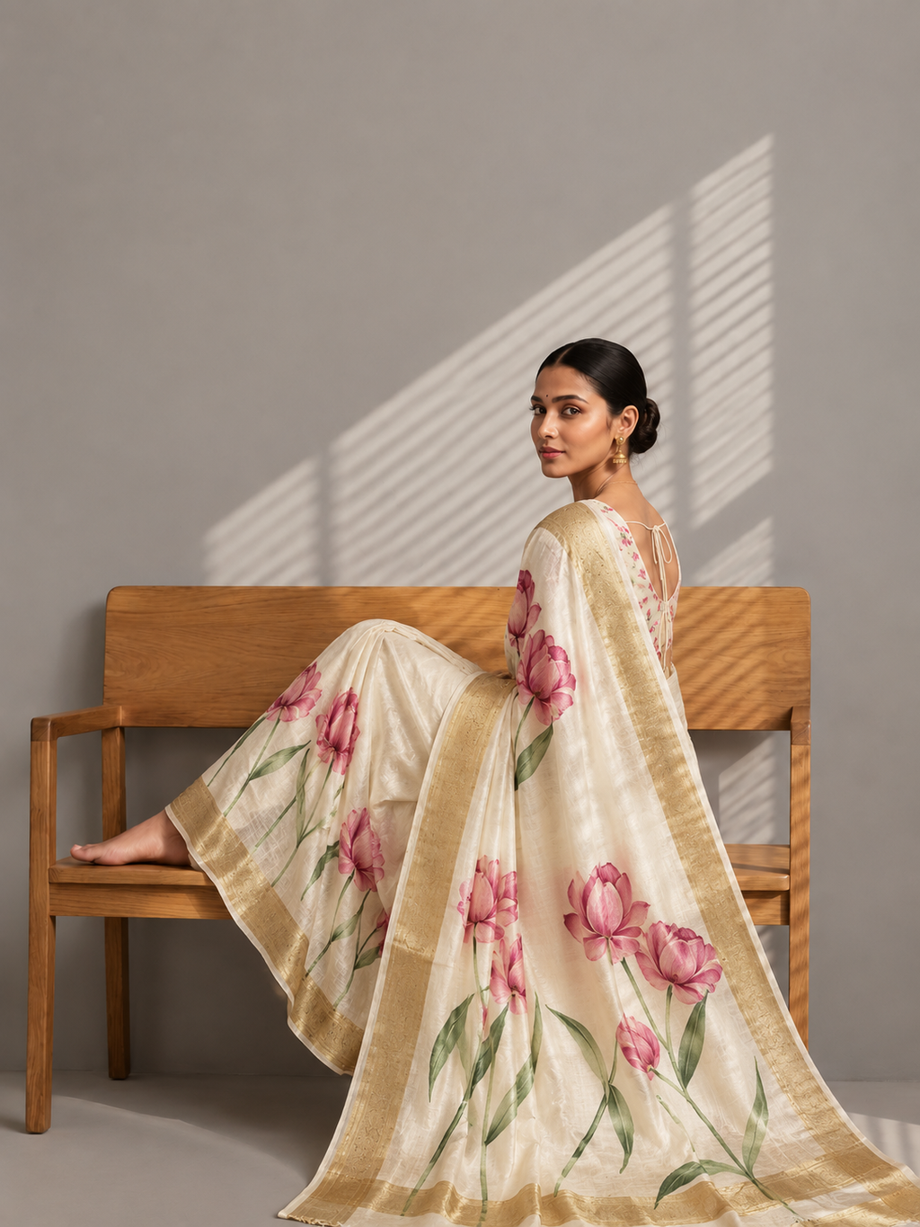 Elegant Floral Print Set Saree